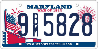 MD license plate 9BM5828