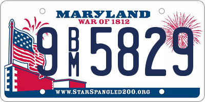 MD license plate 9BM5829