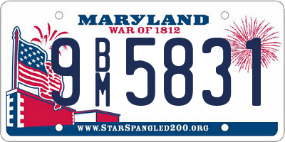 MD license plate 9BM5831