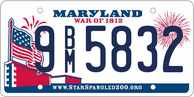 MD license plate 9BM5832