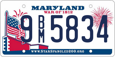 MD license plate 9BM5834