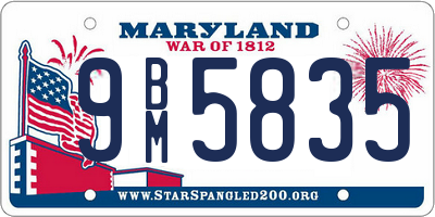 MD license plate 9BM5835