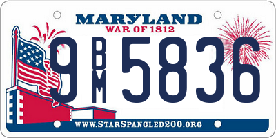 MD license plate 9BM5836