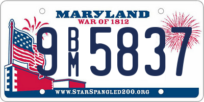 MD license plate 9BM5837