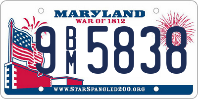 MD license plate 9BM5838