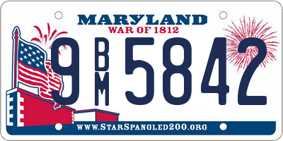 MD license plate 9BM5842