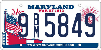 MD license plate 9BM5849