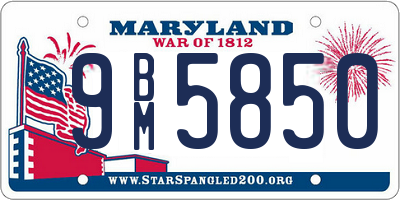 MD license plate 9BM5850