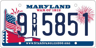 MD license plate 9BM5851