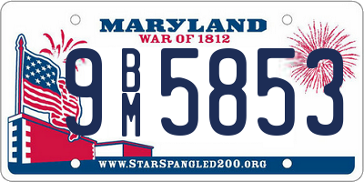 MD license plate 9BM5853