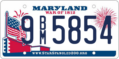 MD license plate 9BM5854