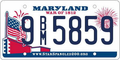 MD license plate 9BM5859