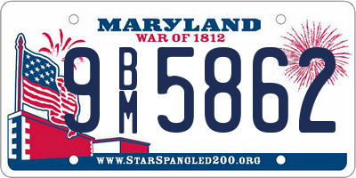 MD license plate 9BM5862