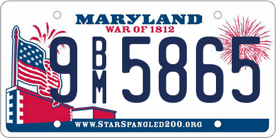 MD license plate 9BM5865