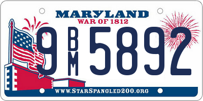 MD license plate 9BM5892