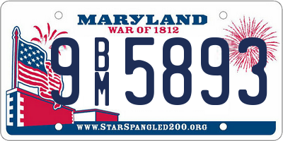 MD license plate 9BM5893