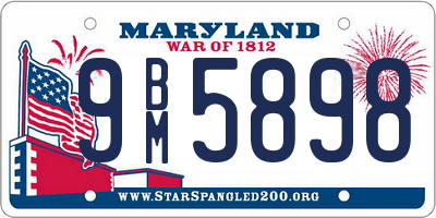 MD license plate 9BM5898