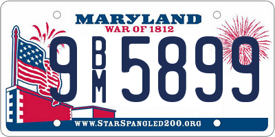 MD license plate 9BM5899