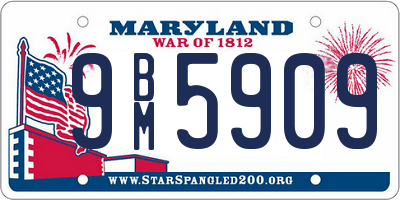 MD license plate 9BM5909