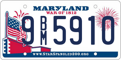 MD license plate 9BM5910