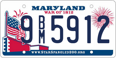 MD license plate 9BM5912