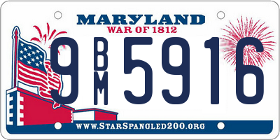 MD license plate 9BM5916