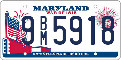 MD license plate 9BM5918