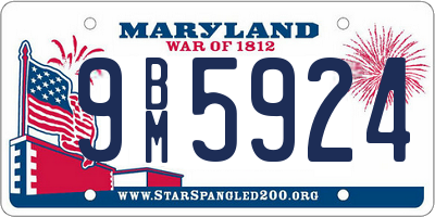 MD license plate 9BM5924