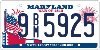 MD license plate 9BM5925