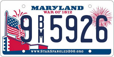 MD license plate 9BM5926