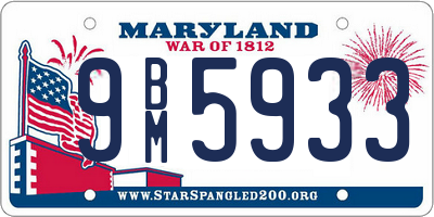 MD license plate 9BM5933