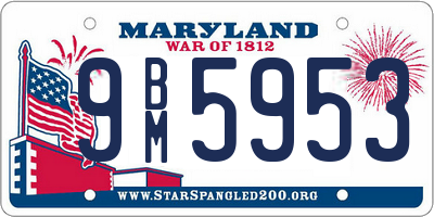 MD license plate 9BM5953