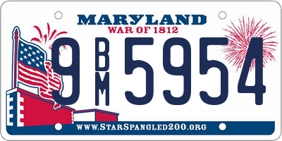 MD license plate 9BM5954