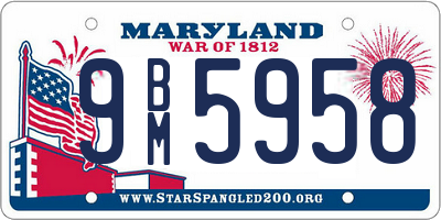 MD license plate 9BM5958