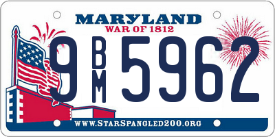 MD license plate 9BM5962