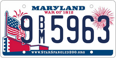 MD license plate 9BM5963