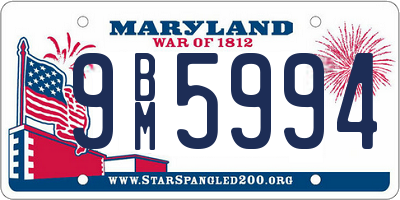 MD license plate 9BM5994