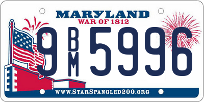 MD license plate 9BM5996