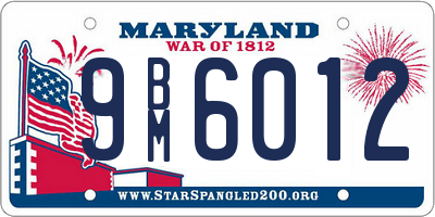 MD license plate 9BM6012