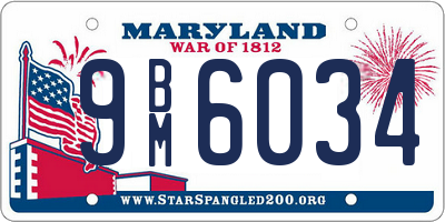 MD license plate 9BM6034