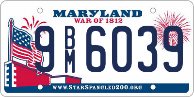 MD license plate 9BM6039