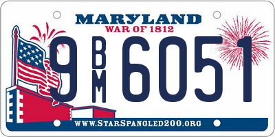 MD license plate 9BM6051