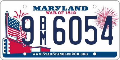 MD license plate 9BM6054