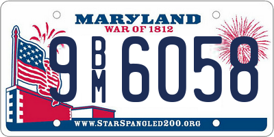 MD license plate 9BM6058