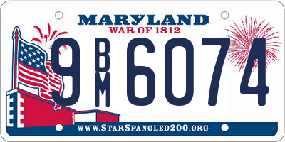 MD license plate 9BM6074