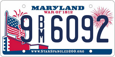 MD license plate 9BM6092