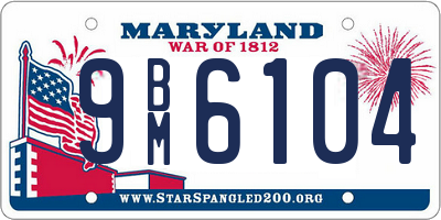 MD license plate 9BM6104