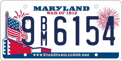 MD license plate 9BM6154