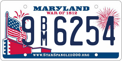 MD license plate 9BM6254