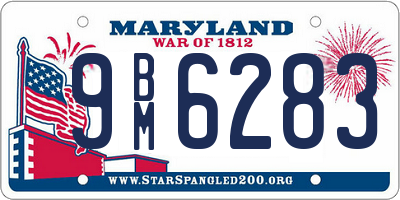 MD license plate 9BM6283